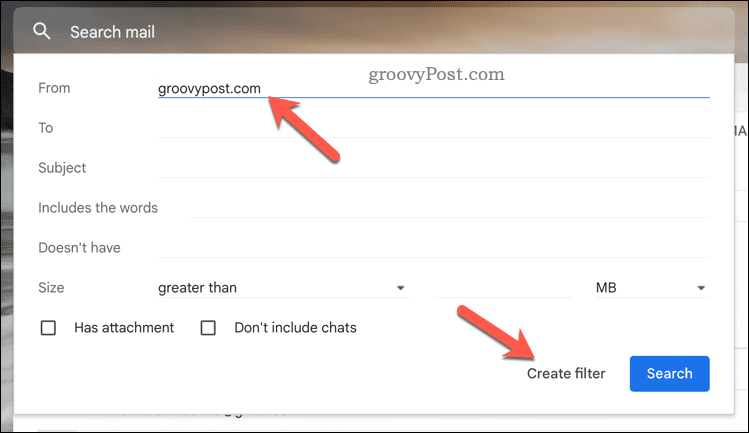 Stvorite Gmail filter