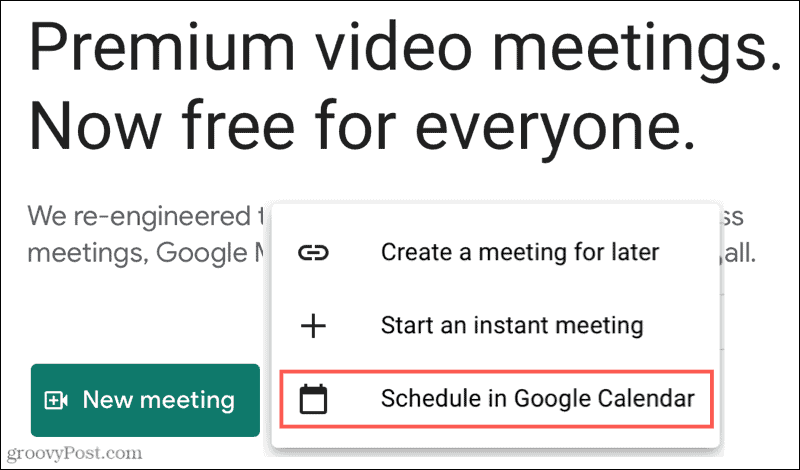 Novi sastanak, raspored u Google kalendaru