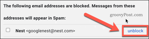 Deblokirajte korisnika u postavkama Gmaila