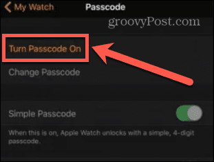 Apple Watch uključi lozinku