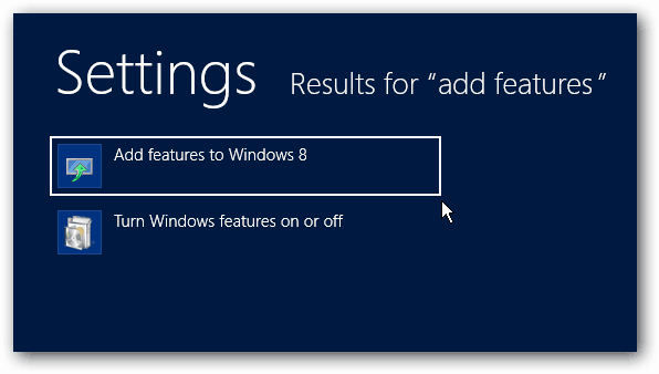 Dodajte značajke u sustav Windows 8