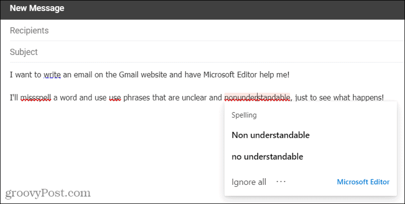 Microsoft Editor u Gmailu pomoću proširenja Edge