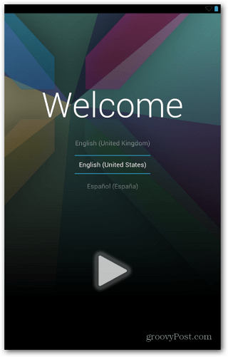 Zaslon dobrodošlice Nexus 7