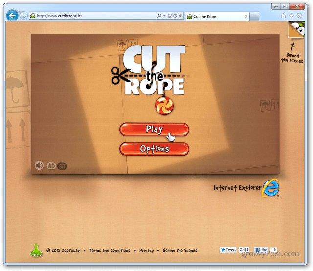 Igrajte HTML5 web inačicu "Cut the Rope" u IE 9