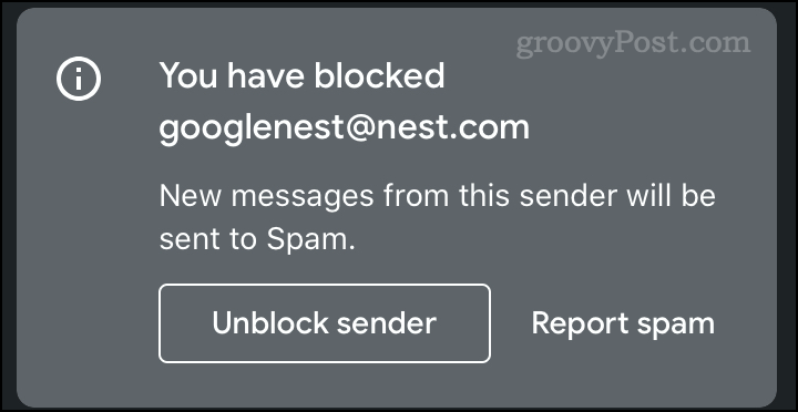Blokirana obavijest e-poštom u Gmailu