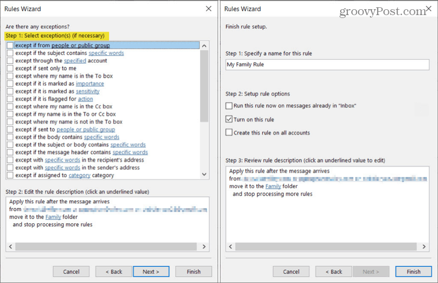 Premjestite e-poštu od Outlook Outlook pravila s iznimkama