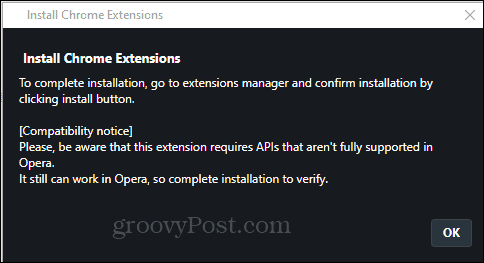 Opera Install Chrome Extension install potvrditi