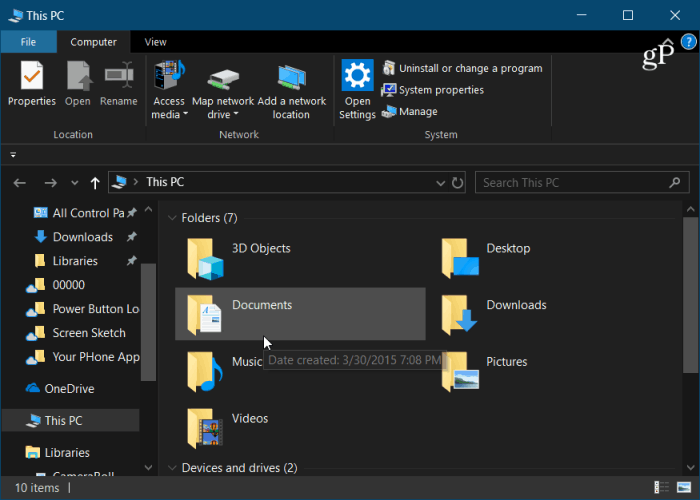 Tamni način rada Windows 10 File Explorer