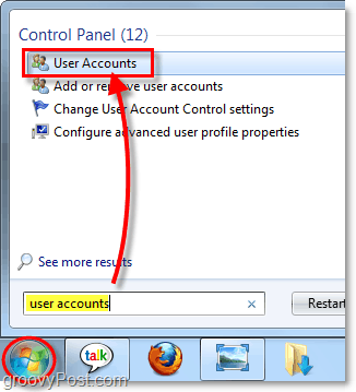 pristup korisničkim računima u sustavu Windows 7