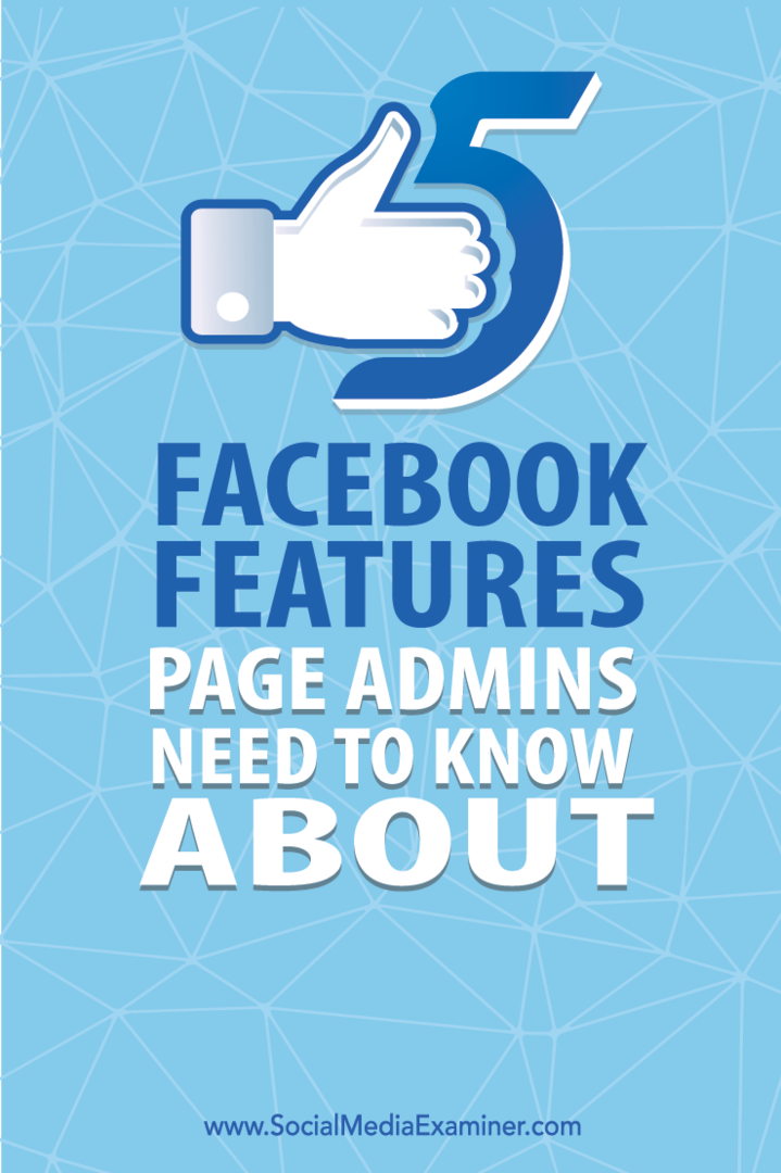 pet facebook značajki za administratore stranica