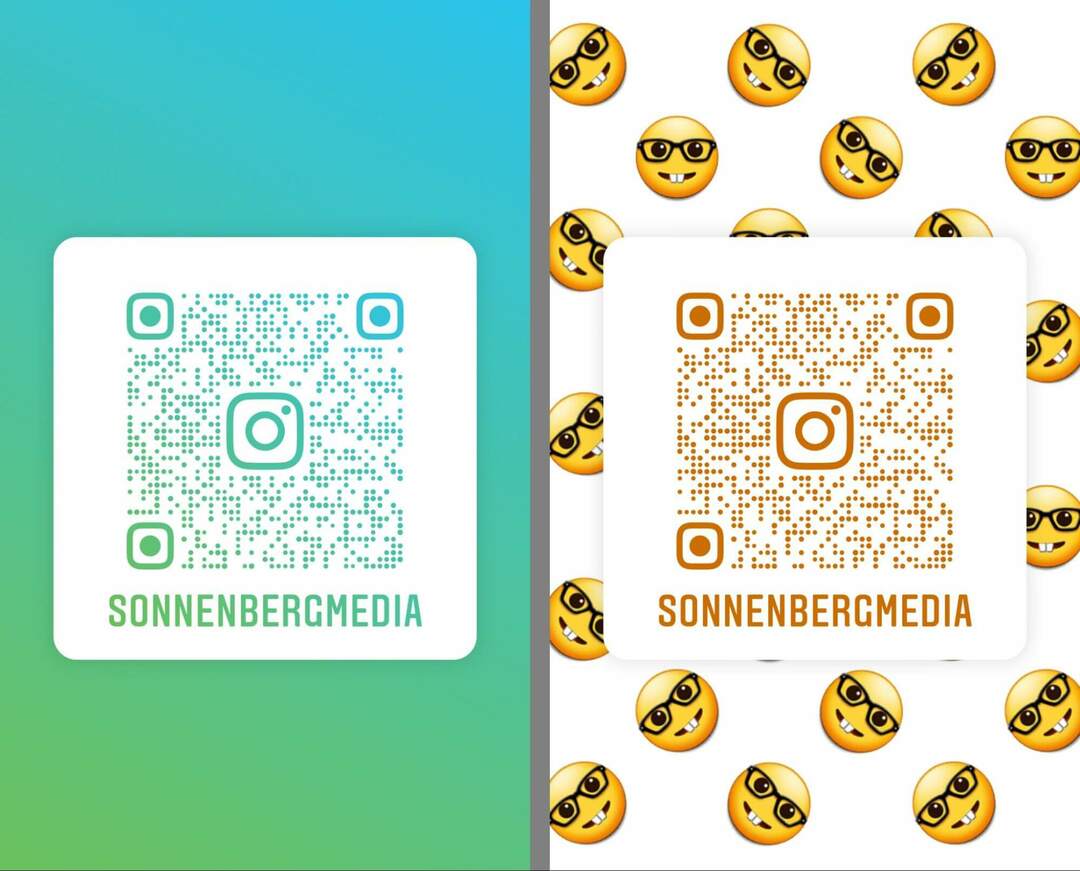kako-stvoriti-instagram-qr-kod-za-dijeljenje-profila-promijeniti-mogucnosti-dizajna-boje-emotikona-uzorak-sonnenbergmedia-primjer-12