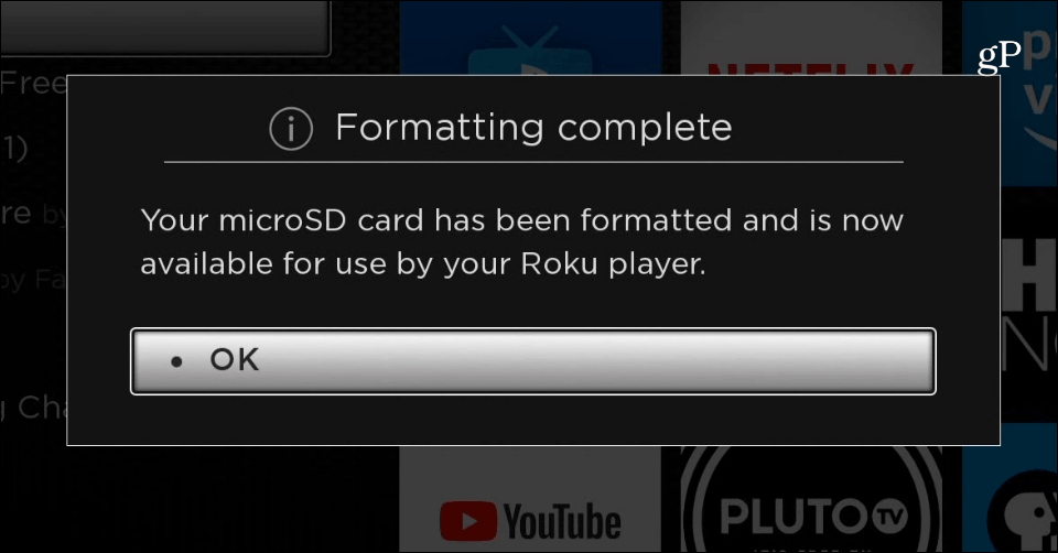 Format MicroSD kartice Roku Ultra Complete