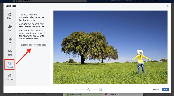 Facebook sada omogućava korisnicima da ponište automatski generirani alt-tekst za slike prenesene na web mjesto.