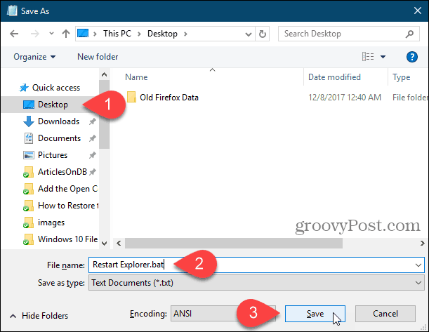 Spremite paketnu datoteku na radnu površinu u Notepad u sustavu Windows 10