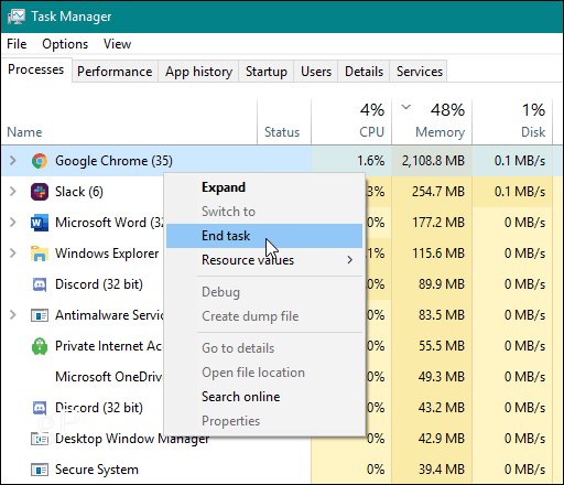 upravitelj zadataka kraj Chrome