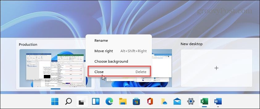 Zatvorite Virtualnu radnu površinu Windows 11