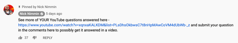 prikvačio je YouTube video komentar Nick Nimmin dijeli još jedan YouTube video koji bi mogao zanimati njegovu publiku