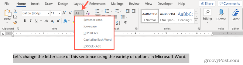Promijenite velika i mala slova u Wordu u sustavu Windows
