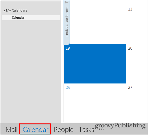 Outlook 2013 prikaz kalendara