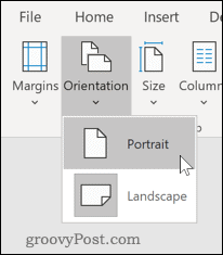 Postavljanje stranice na način Portret u programu Word