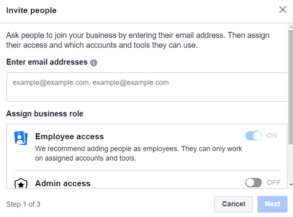 Koristite Facebook Business Manager, 3. korak.
