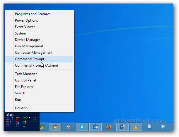 Izbornik napajanja u sustavu Windows 8