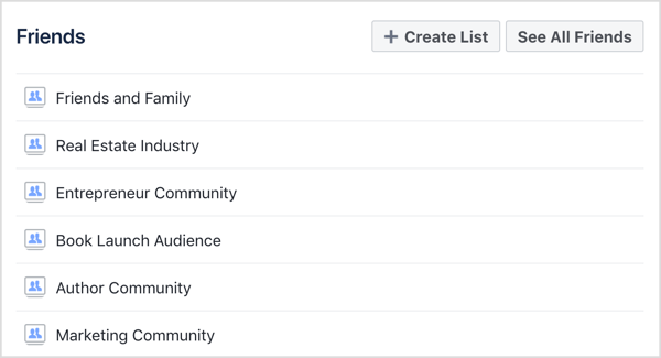 Odaberite Facebook popis prijatelja koji želite pregledati.