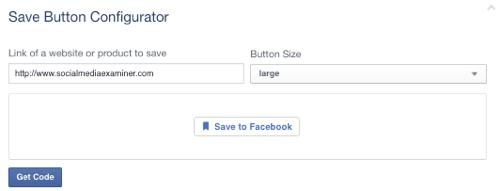 gumb za spremanje facebooka postavljen na url
