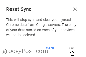 Poništite dijaloški okvir za sinkronizaciju u Chromeu za Windows