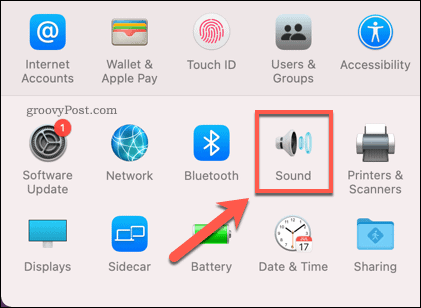 Otvaranje izbornika Sound Options na Macu