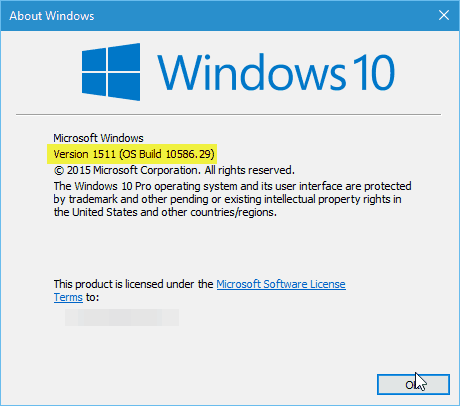 Windows 10 Verzija 10586.29