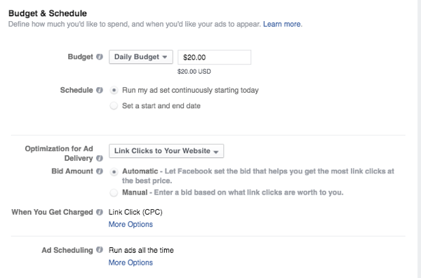 proračun i raspored facebook oglasa
