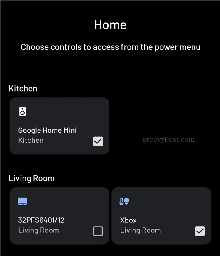 Android Smart Home kontrole dodaju izbornik