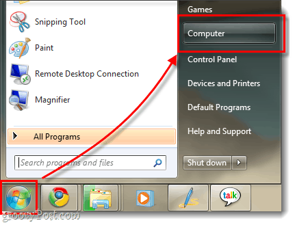 Windows 7 izbornika mog računala i prikazuje orblan start meni