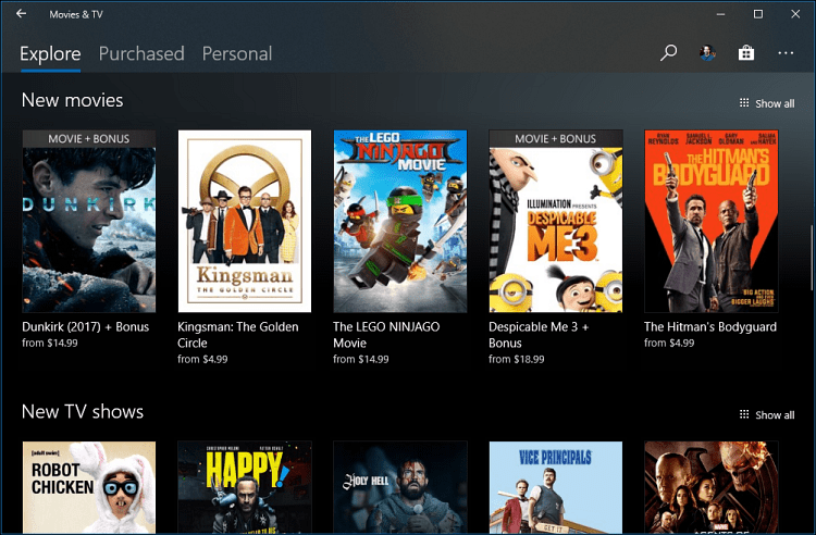 Filmovi i TV aplikacija Windows 10