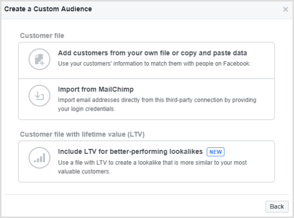 facebook stvoriti prilagođeni popis e-pošte publike