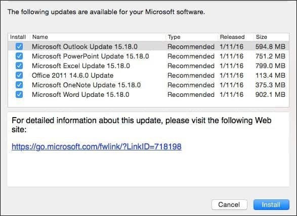 Microsoft Office 2016 za Mac: Ažuriranje siječnja KB3133711