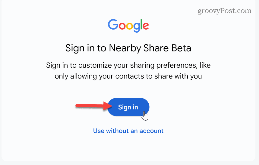 Google Nearby Share na Windows 11