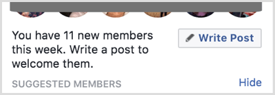 Napišite post za dobrodošlicu novim članovima u svoju Facebook grupu.