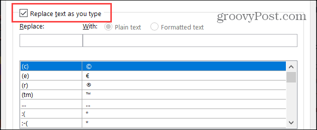 Zamijenite tekst dok upisujete Word u sustavu Windows
