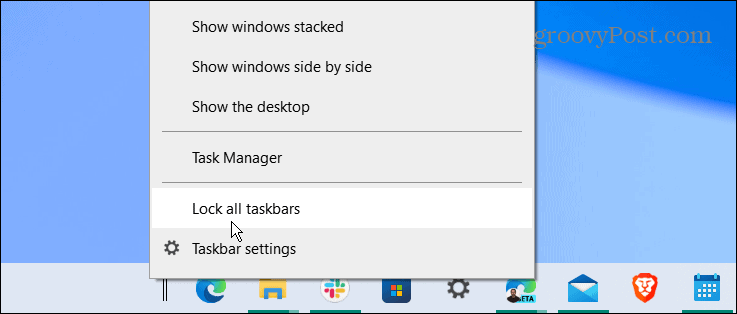 zaključajte sve trake zadataka središnja Windows 10 programska traka