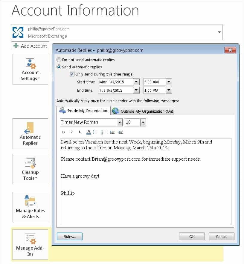 Omogućite automatske odgovore s Office Assistantom u Outlooku 2010 i 2013