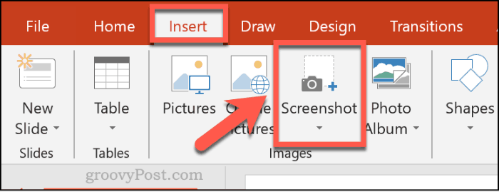 Umetanje snimke zaslona u PowerPoint