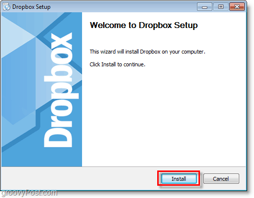 Snimka zaslona Dropbox - pokrenite postavljanje / instaliranje dropboxa
