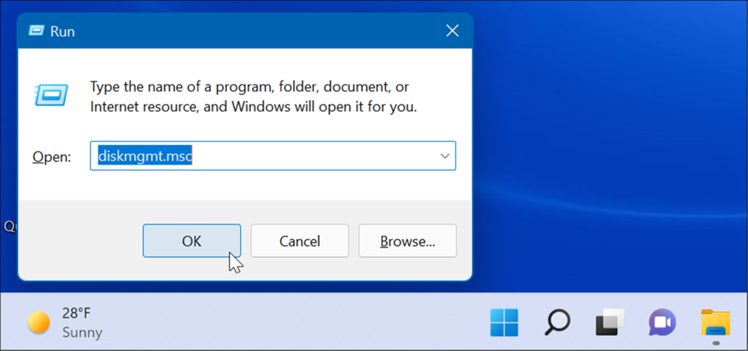 pokrenite upravljanje otvorenim diskom na Windows 11