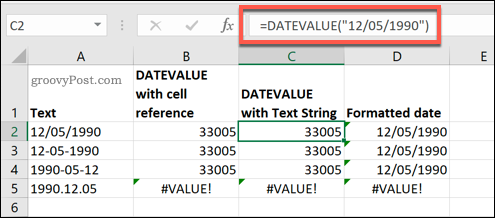 DATEVALUE funkcija koja se koristi u Microsoft Excel-u