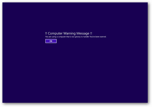 Snimak zaslona poruke o pokretanju obavijesti o sustavu Windows 8