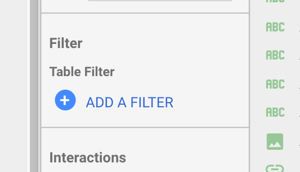 Upotrijebite Google Data Studio za analizu svojih Facebook oglasa, korak 17, opcija za dodavanje filtra pod filtar Filtar i tablica