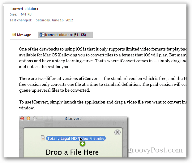 pregled dokumenata u programu Outlook