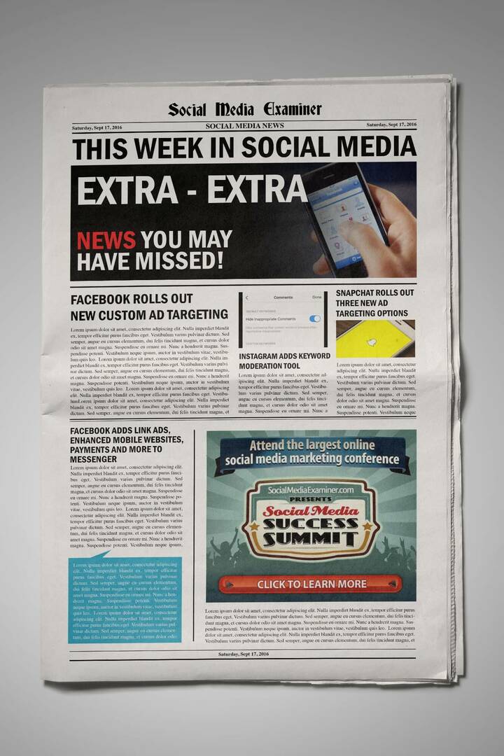 Facebook prilagođena publika sada cilja gledatelje platnih oglasa: Ovaj tjedan na društvenim mrežama: Ispitivač društvenih medija